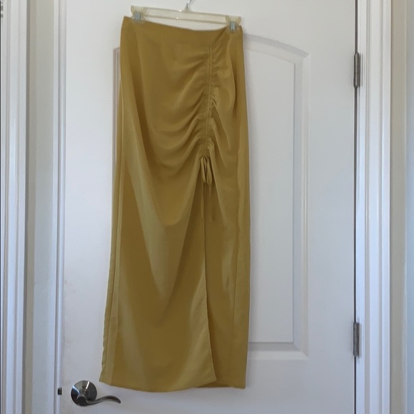 Yellow Maxi Skirt with Slit - Picture 3 of 3